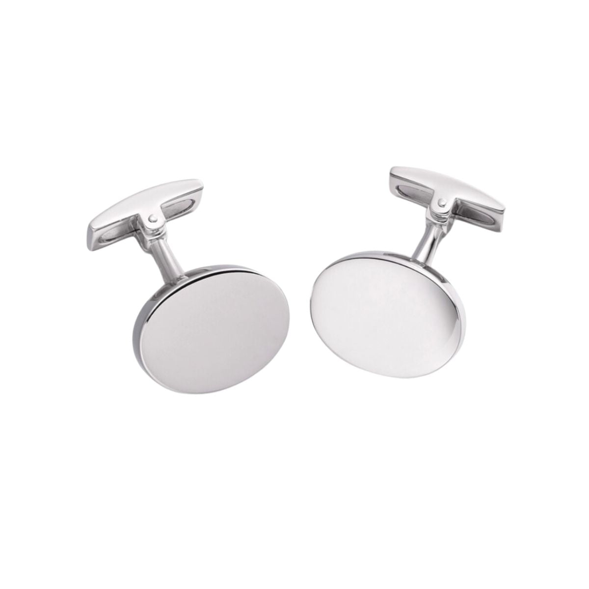 'HOXTON LONDON' MEN'S STERLING SILVER PLAIN OVAL CUFFLINKS