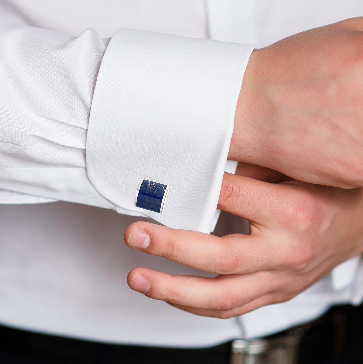 'HOXTON LONDON' MEN'S STERLING SILVER & LAPIS LAZULI CUFFLINKS