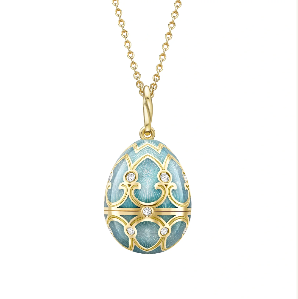 Fabergé Heritage Yellow Gold Diamond & Turquoise Guilloché Enamel Ladybird Surprise Locket