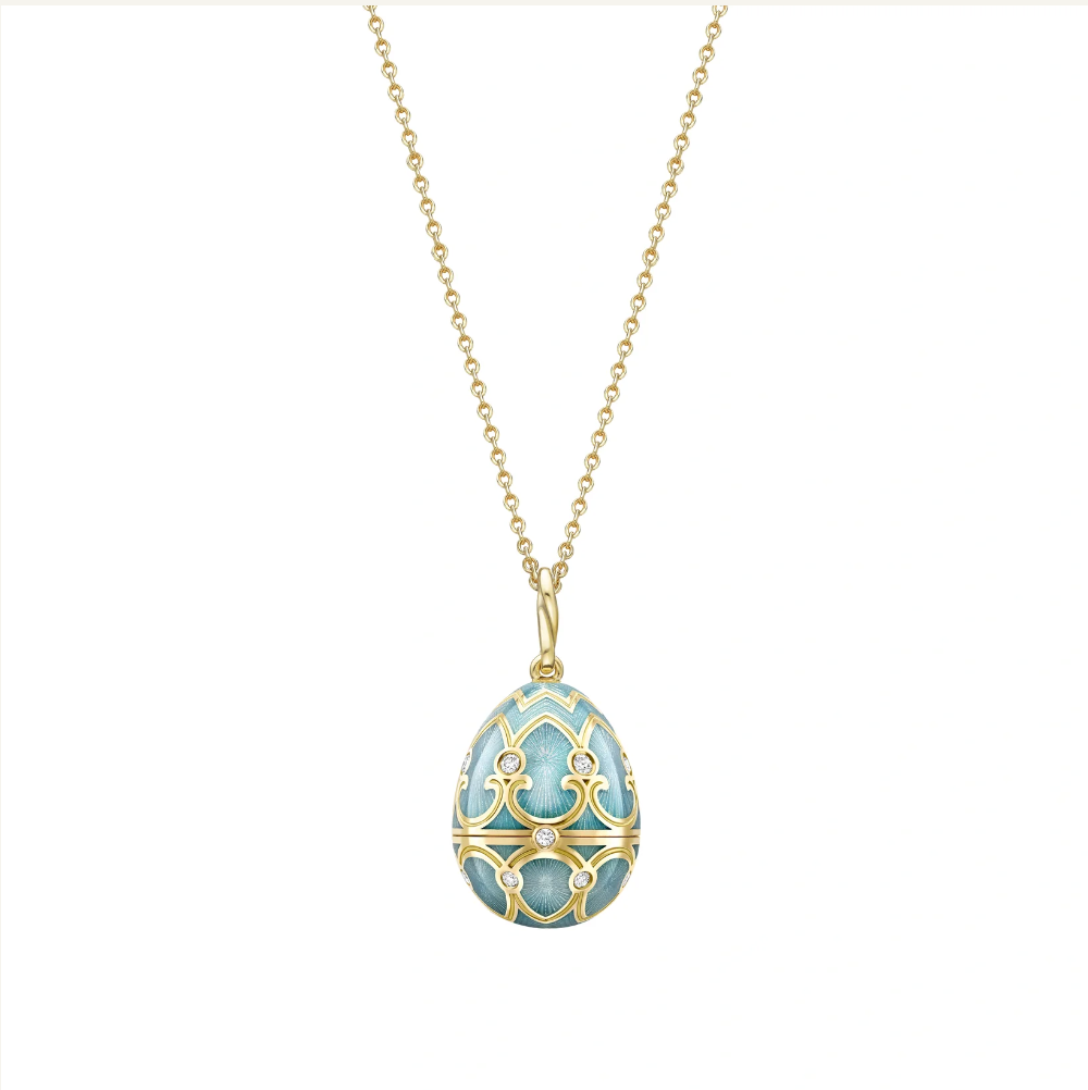 Fabergé Heritage Yellow Gold Diamond & Turquoise Guilloché Enamel Ladybird Surprise Locket