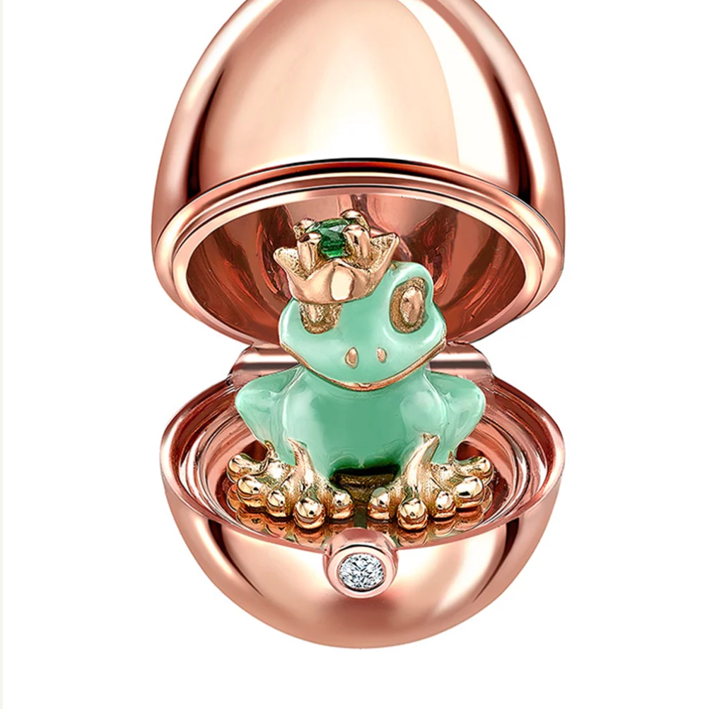 Fabergé Essence Rose Gold & Green Lacquer Frog Surprise Locket