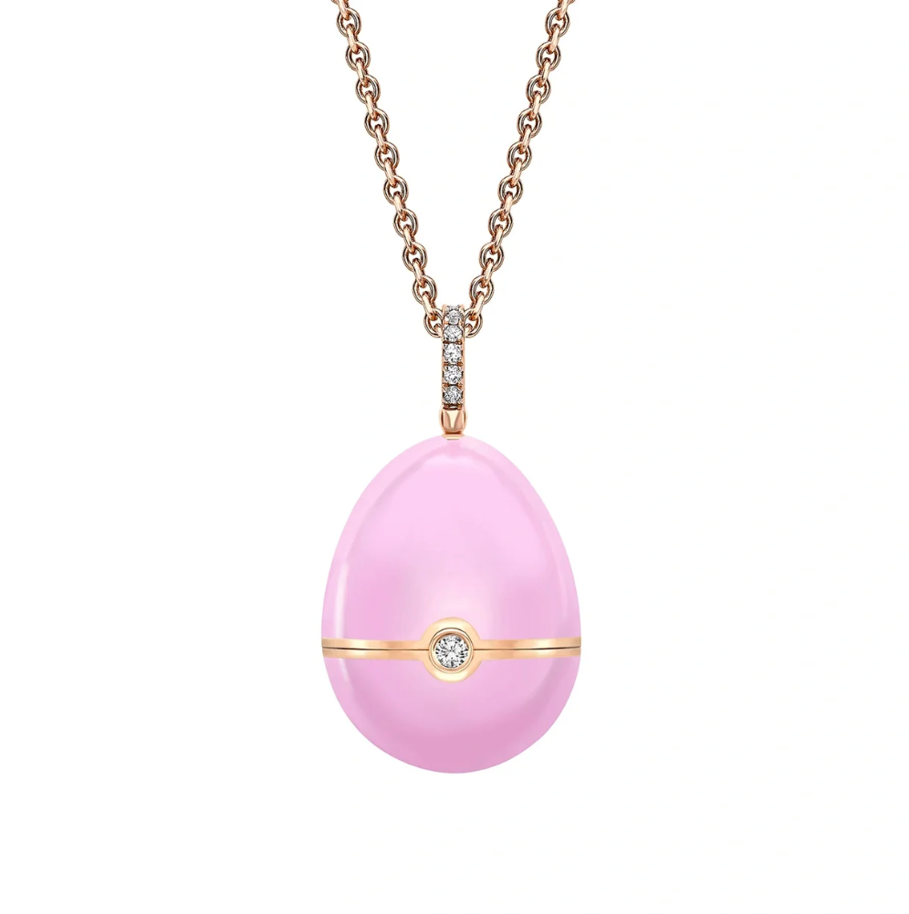 Fabergé Essence Rose Gold, Diamond & Pink Sapphire Heart Surprise Locket with Pink Lacquer