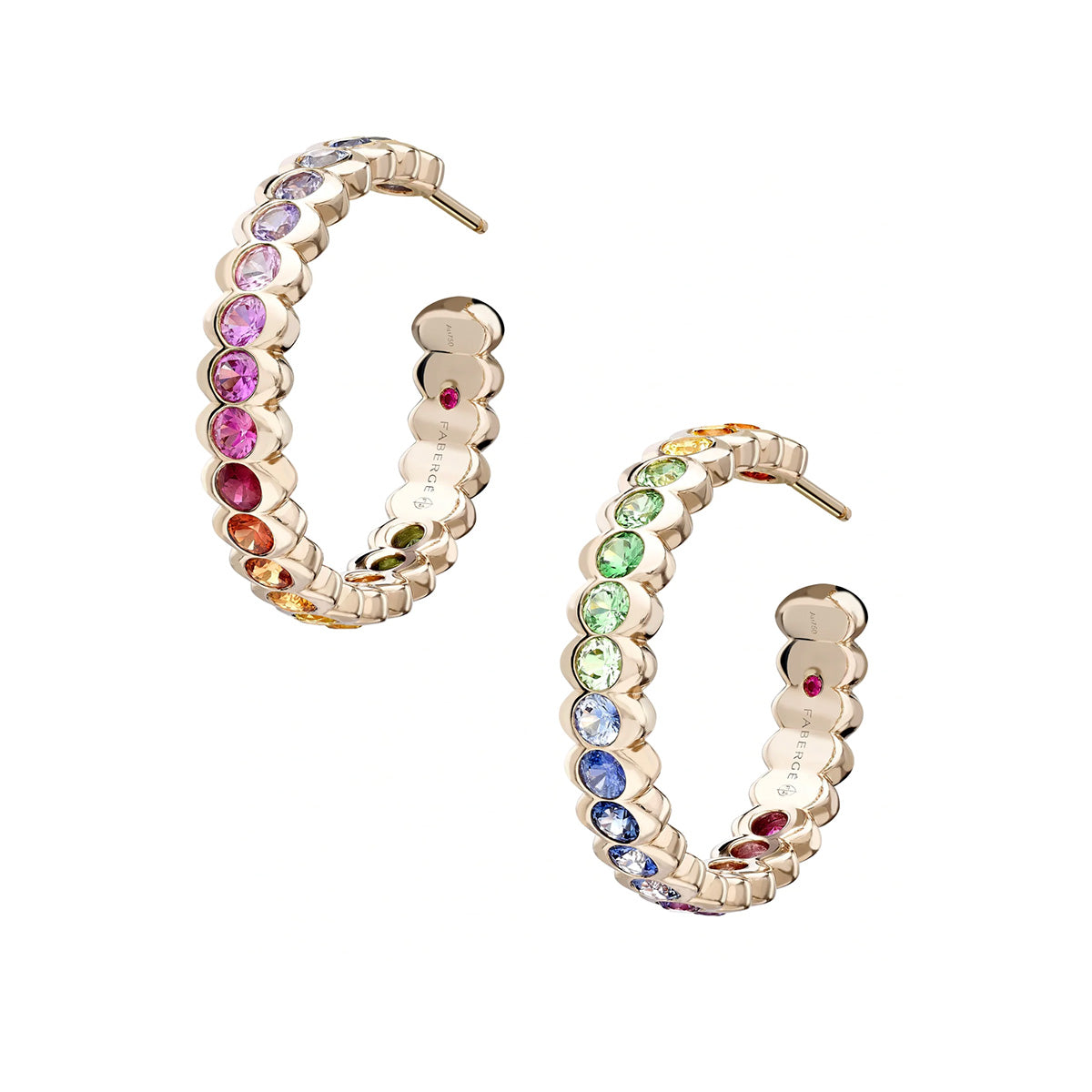 Cosmic Curve Rainbow Multicoloured Gemstone Hoop Earrings