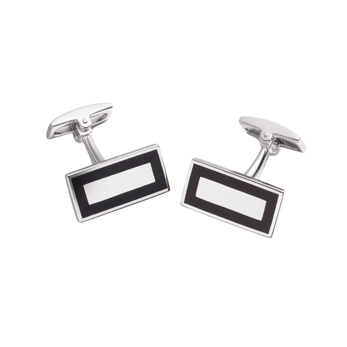 'HOXTON LONDON' MEN'S STERLING SILVER & ONYX CUFFLINKS