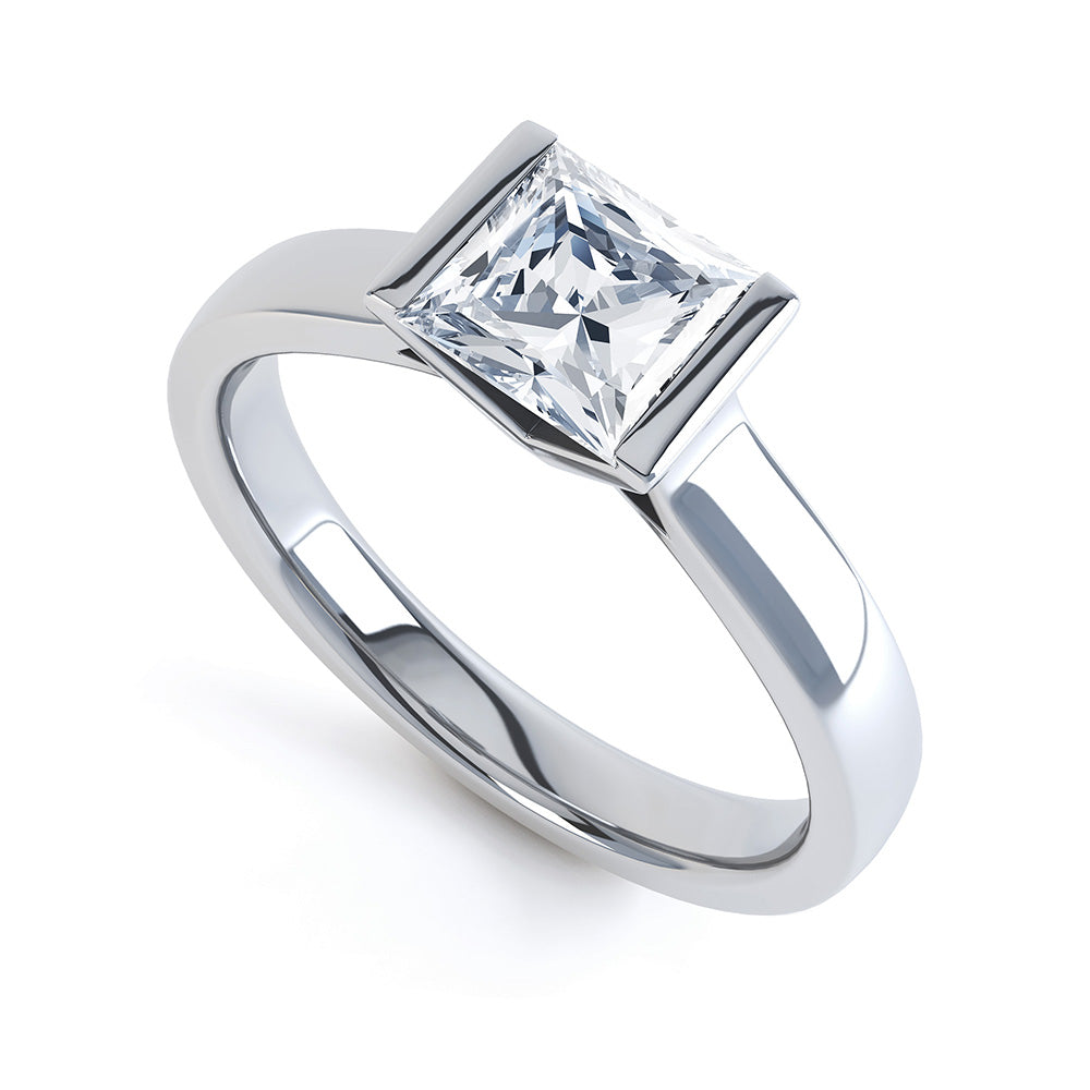 Princess cut store tension ring